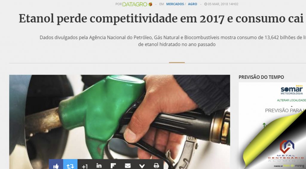 Etanol perde competitividade em 2017 e consumo cai 6,5% (TOP 1)