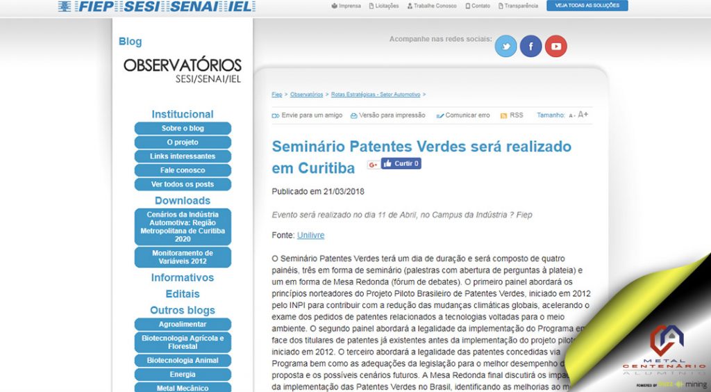 Seminário Patentes Verdes será realizado em Curitiba (TOP 4)